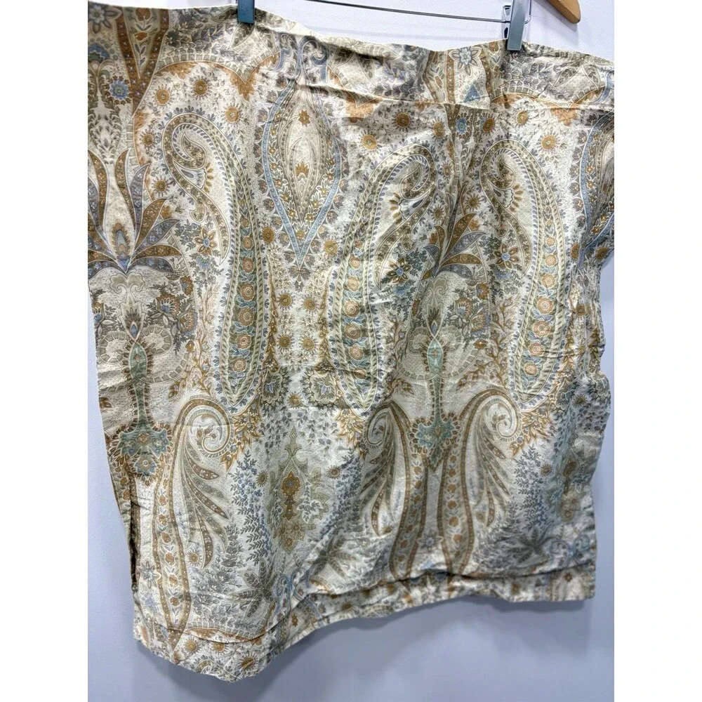 Pottery Barn Blythe Paisley Floral Cream Euro Pillow Sham Gold Blue